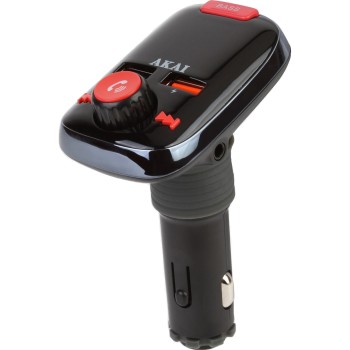 MODULATOR FM AKAI, Bluetooth 5.0, quick charge QC3.0, format MP3 | WMA, USB x 2, SD, montare la priza auto, 