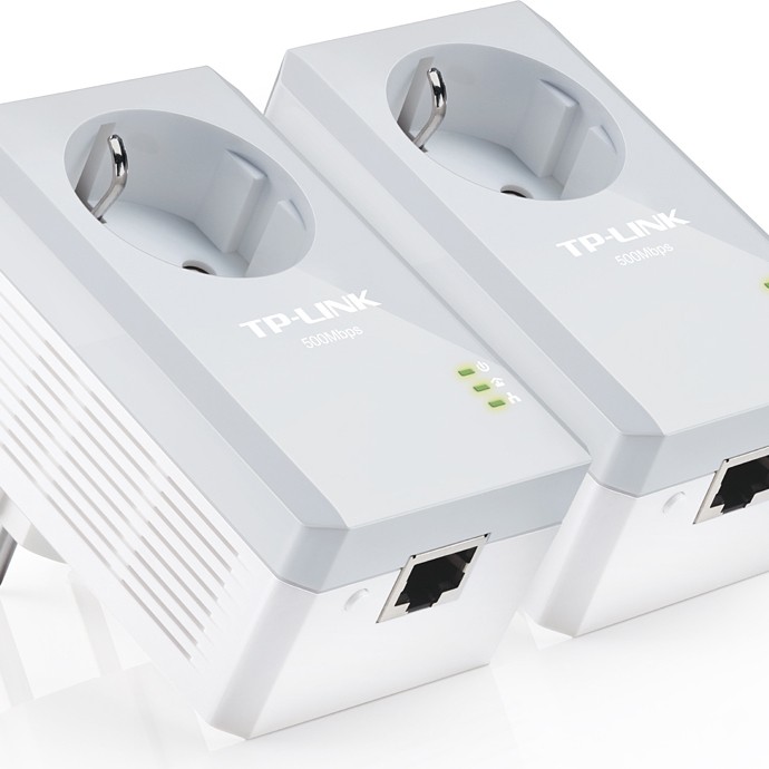 KIT ADAPTOR POWERLINE TP-LINK tehnologie AV,  AV600, pana la 600Mbps, 1 port 10/100Mbps, priza AC, 2buc. 