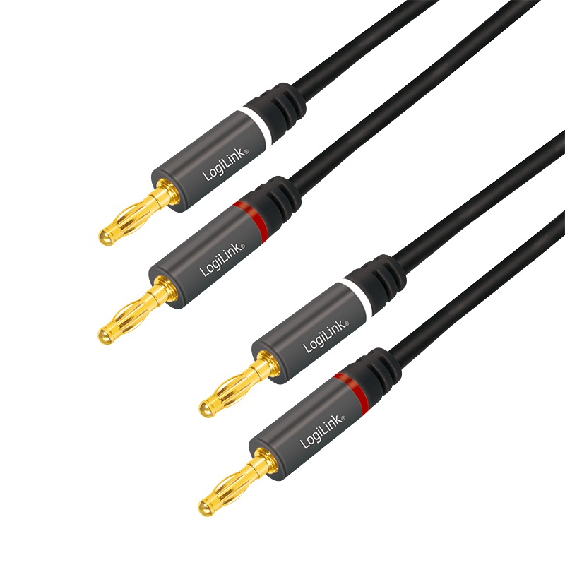 CABLU audio LOGILINK stereo (2 x 2.5 mm jack T/T), 3m, conectori auriti, negru 