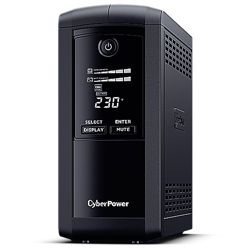 UPS CYBER POWER Line Int. cu sin. simulata, cu management, Tower, LCD, 1000VA/550W, AVR, 4x Schuko, baterie 1x 12V/9Ah, incarcare pana la 8h, USB, 2x RJ45, RS232, tehn. GreenPower, 