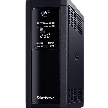 UPS CYBER POWER Line Int. cu sin. simulata, cu management, Tower, LCD, 1200VA/720W, AVR, 5x Schuko, baterie 2x 12V/7Ah, incarcare pana la 8h, USB, 2x RJ45, RS232, tehn. GreenPower, 