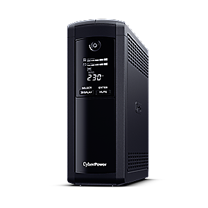 UPS CYBER POWER Line Int. cu sin. simulata, cu management, Tower, LCD, 1600VA/960W, AVR, 5x Schuko, baterie 2x 12V/9Ah, incarcare pana la 8h, USB, 2x RJ45, RS232, tehn. GreenPower, 