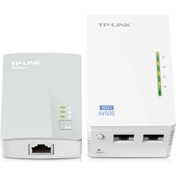 KIT ADAPTOR POWERLINE TP-LINK tehnologie AV,  AV600, pana la 300Mbps, 2 porturi 10/100Mbps, wireless 300Mbps, compus din TL-WPA4220 & TL-PA4010 