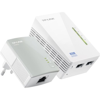 KIT ADAPTOR POWERLINE TP-LINK tehnologie AV,  AV600, pana la 300Mbps, 2 porturi 10/100Mbps, wireless 300Mbps, compus din TL-WPA4220 & TL-PA4010 