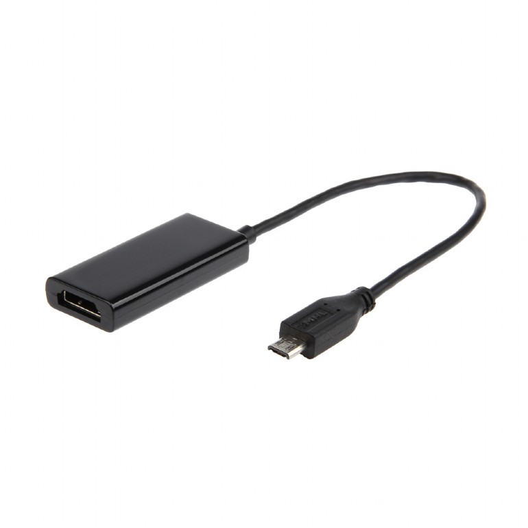 adaptor video GEMBIRD,adaptor Micro-USB(T) la HDMI(M),16cm,rezolutie maxima Full HD (1920x1080) la 60Hz,conecteaza smartphone Samsung cu mufa 11-pin MHL la TV,negru, 