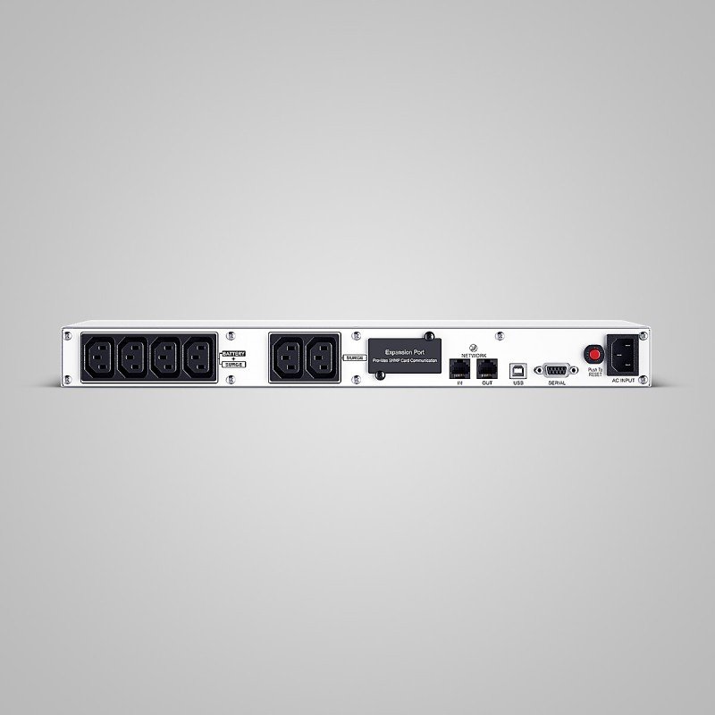 UPS CYBER POWER Line Int. cu sin. simulata, cu management, Rack 1U, LCD,  600VA/360W, AVR, 6x IEC, baterie 2x 6V/8Ah, incarcare pana la 8h, USB, 2x RJ45, RS232, slot SNMP, hot-swapp, tehn. GreenPower, 
