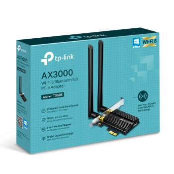 ADAPTOR RETEA TP-LINK AX3000, intern wireless 2.4 GHz | 5 GHz, PCI-E, port, 3000 Mbps, antena externa x 2, 