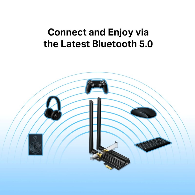 ADAPTOR RETEA TP-LINK AX3000, intern wireless 2.4 GHz | 5 GHz, PCI-E, port, 3000 Mbps, antena externa x 2, 