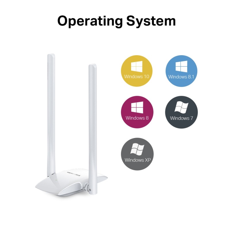 ADAPTOR RETEA MERCUSYS , extern wireless 2.4 GHz, USB 2.0, port, 300 Mbps, antena externa x 2, 