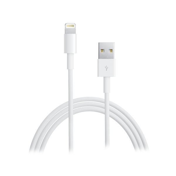 CABLU alimentare si date smartphone Apple, Lightning (T) la USB 2.0 (T), cauciuc, lungime 1 m, alb, 
