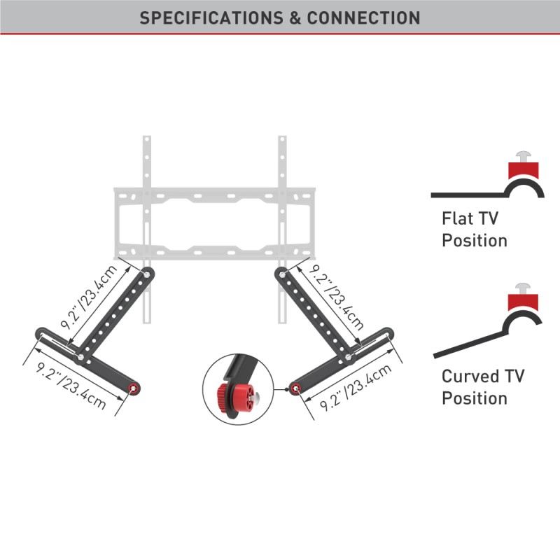 SUPORT montare soundbar, sub TV, monitor BARKAN, pt 1 TV/monitor plat, curbat, diag. max 80 inch, fix, max 6.5 Kg, 