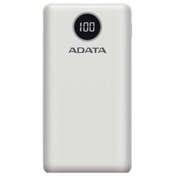 POWER BANK ADATA 20000mAh, Quick Charge 3.0 + PD 18W, 2 x USB & 1 x USB-C, digital display pt. status baterie, P20000QCD 20.000 mAh, total 3A, alb, 