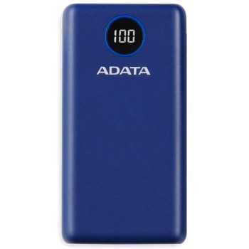 POWER BANK ADATA 20000mAh, Quick Charge 3.0 + PD 18W, 2 x USB & 1 x USB-C, digital display pt. status baterie, P20000QCD 20.000 mAh, total 3A, blue, 
