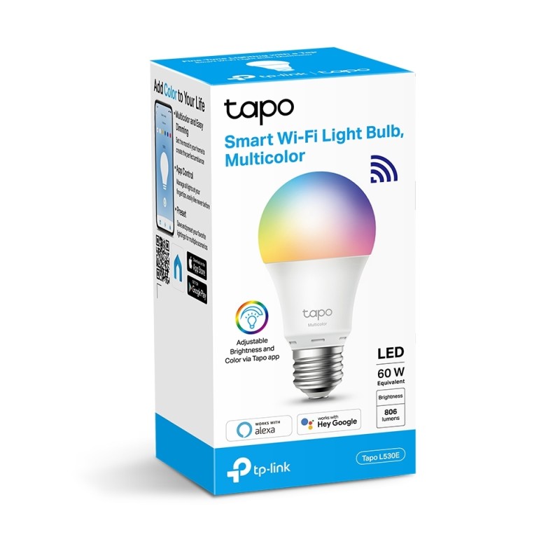 BEC LED wireless TP-LINK, 800lm, 8.7W, E27, intensitate reglabila, ctl prin smartph.cu apl.Tapo, ajustare auto a luminii in fct. de mom zilei-diferite culori 
