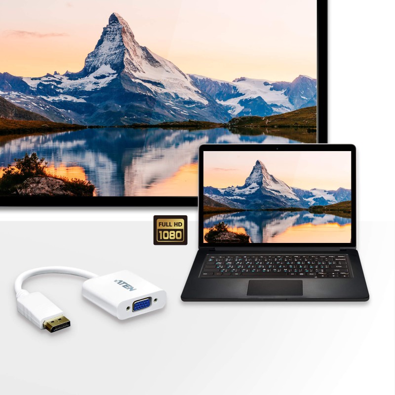 CABLU video ATEN, cablu or adaptor video, DisplayPort (T) la VGA (M), 4K DCI (4096x2160) la 60Hz, 