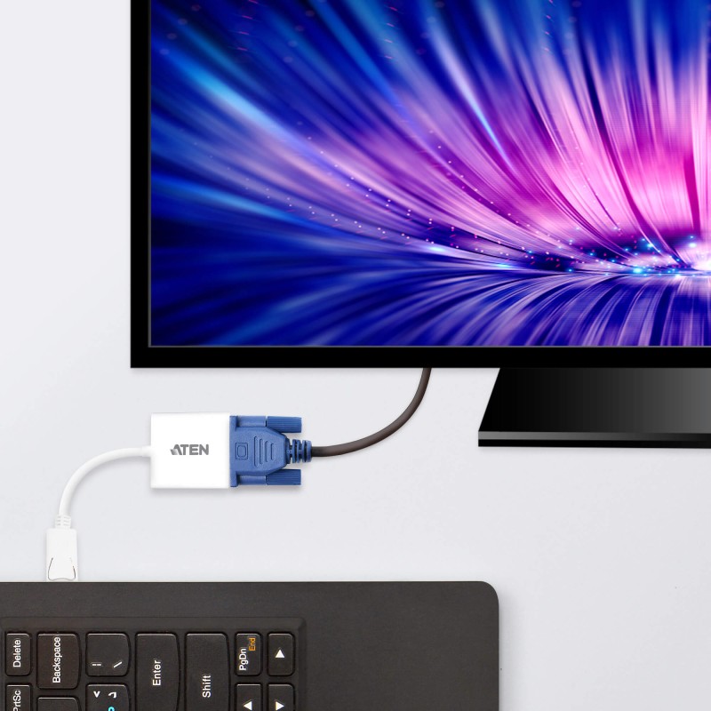 CABLU video ATEN, cablu or adaptor video, DisplayPort (T) la VGA (M), 4K DCI (4096x2160) la 60Hz, 
