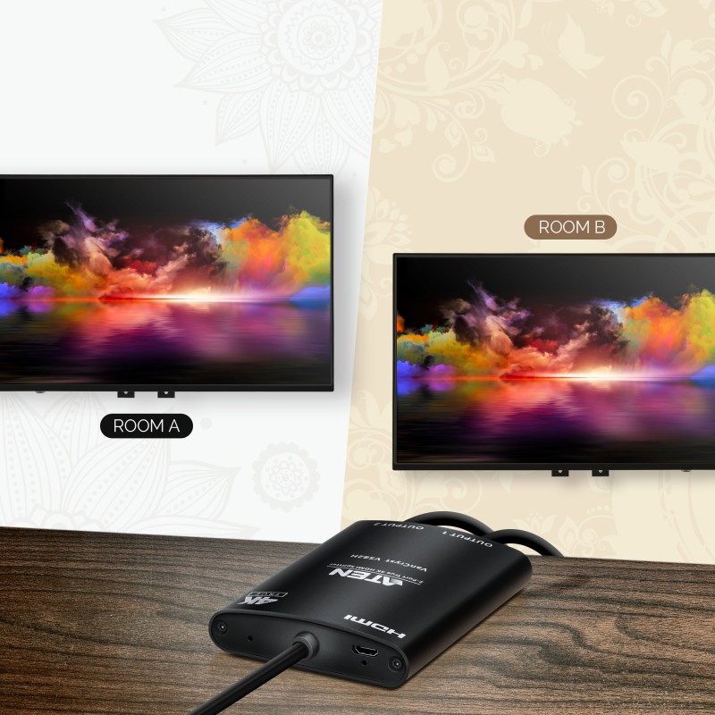SPLITTER video ATEN, split HDMI la 2 monitoare, conector 1: HDMI (T); conector 2: HDMI (M) x 2, 