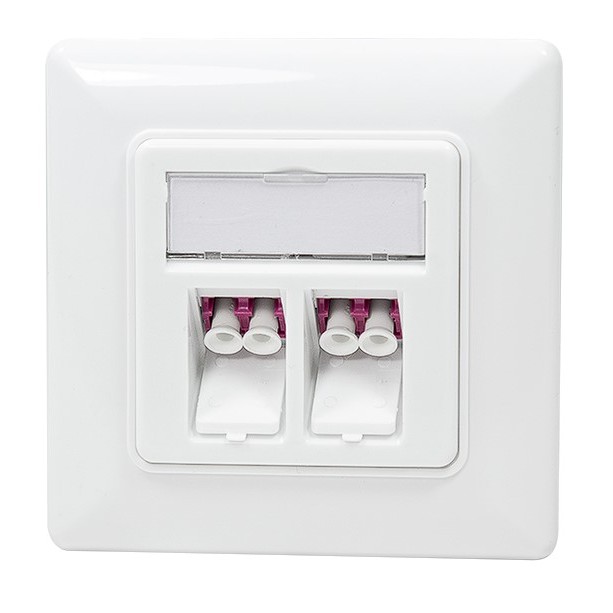 PRIZA LC duplex cu 2 iesiri, LOGILINK pt. cablu fibra optica, LC OS2 OM2/OM3/OM4/OM5, plastic cu mansoane ceramice, 1 buc., aplicabila, capace de praf, 