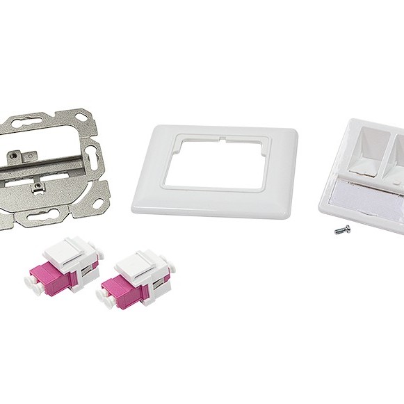 PRIZA LC duplex cu 2 iesiri, LOGILINK pt. cablu fibra optica, LC OS2 OM2/OM3/OM4/OM5, plastic cu mansoane ceramice, 1 buc., aplicabila, capace de praf, 
