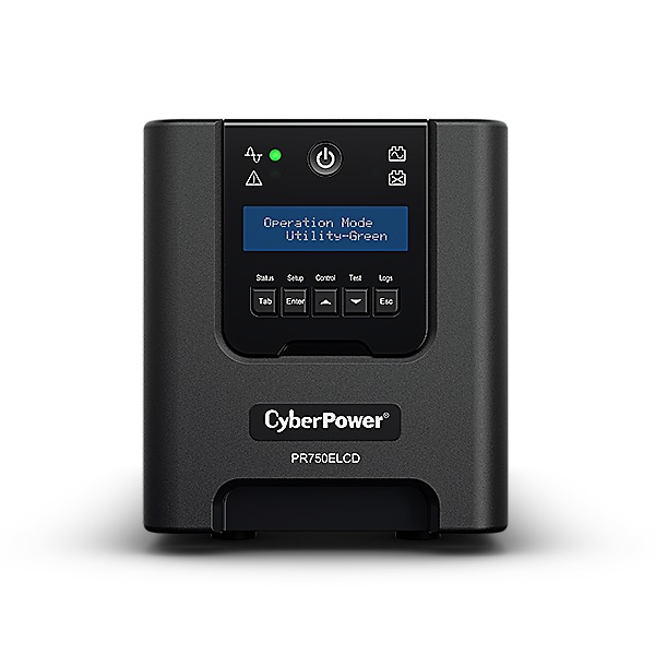UPS CYBER POWER Line Int. cu sin. pura, cu management, Tower, LCD,  750VA/675W, AVR, 6x IEC, baterie 2x 12V/7Ah, incarcare pana la 8h, USB, RS232, slot SNMP, APFC, EPO, LCD detasabil, hot-swapp, tehn. GreenPower, 