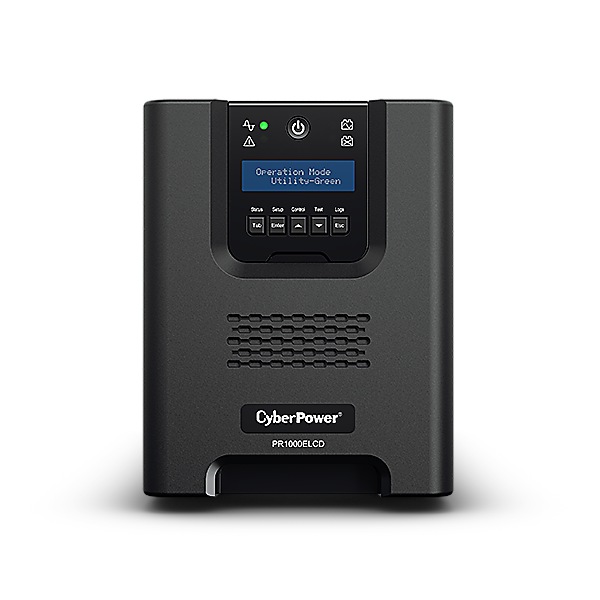 UPS CYBER POWER Line Int. cu sin. pura, cu management, Tower, LCD, 1000VA/900W, AVR, 8x IEC, baterie 2x 12V/12Ah, incarcare pana la 8h, USB, RS232, slot SNMP, APFC, EPO, LCD detasabil, hot-swapp, tehn. GreenPower, 
