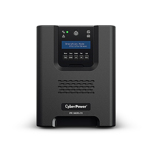UPS CYBER POWER Line Int. cu sin. pura, cu management, Tower, LCD, 1500VA/1350W, AVR, 8x IEC, baterie 2x 12V/17Ah, incarcare pana la 8h, USB, RS232, slot SNMP, APFC, EPO, LCD detasabil, hot-swapp, tehn. GreenPower, 