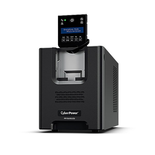 UPS CYBER POWER Line Int. cu sin. pura, cu management, Tower, LCD, 1500VA/1350W, AVR, 8x IEC, baterie 2x 12V/17Ah, incarcare pana la 8h, USB, RS232, slot SNMP, APFC, EPO, LCD detasabil, hot-swapp, tehn. GreenPower, 