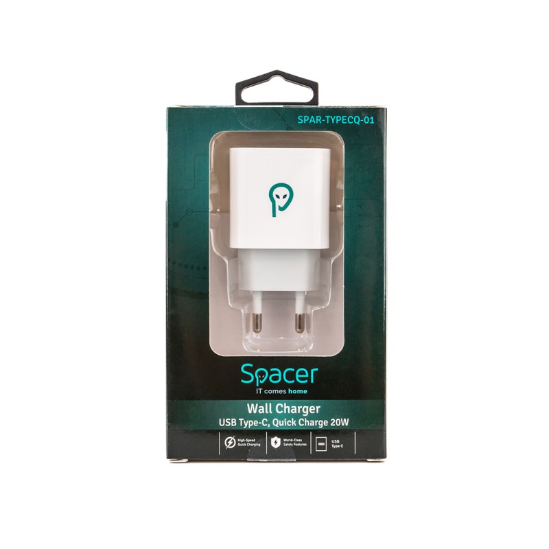 ALIMENTATOR retea SPACER Quick Charge 20W, USB Type-C 