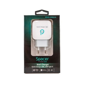 ALIMENTATOR retea SPACER Quick Charge 3.0 18W, 1 x USB 