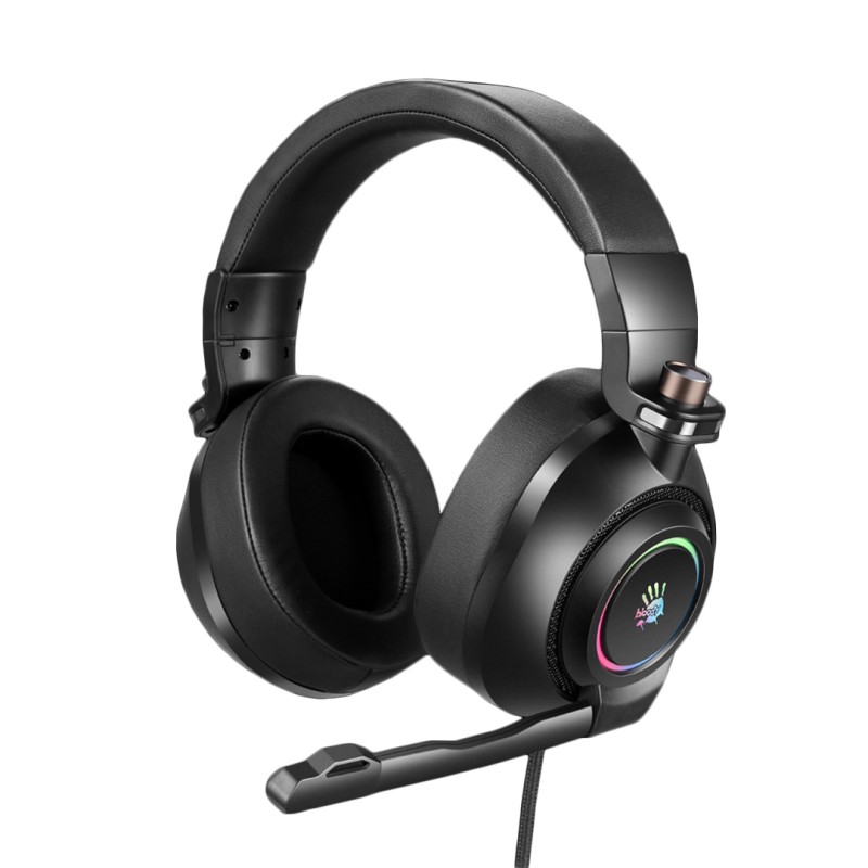 CASTI A4TECH Bloody gaming, cu fir, tip standard, utilizare multimedia (PC and more), microfon pe casca, 7.1 virtual sound, iluminare, negru, USB, 