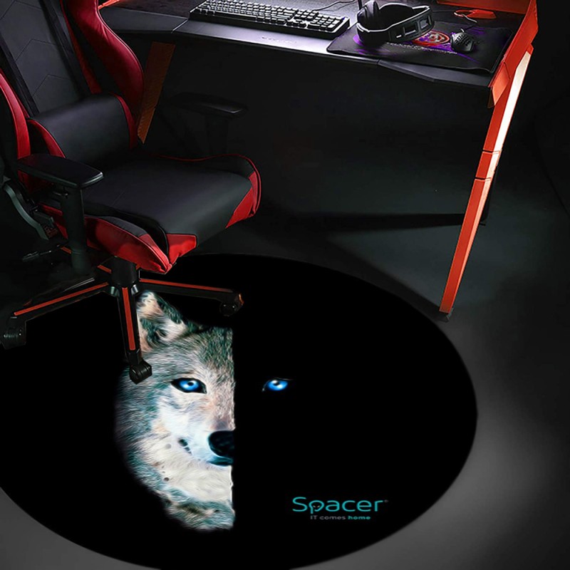 Covor pentru scaun gaming SPACER, protectie parchet, cauciuc si material textil, 1200 x 3mm, rotund, WOLF 46501470 