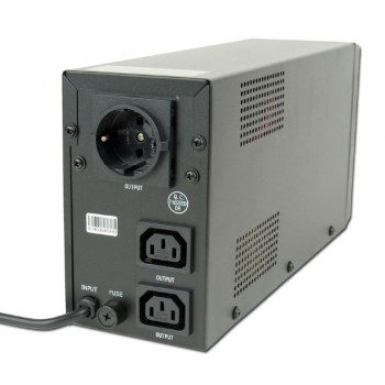 UPS GEMBIRD Line Int. cu sin. simulata, fara management, Tower, LCD,  650VA/390W, AVR, 1x Schuko + 2x IEC, baterie 1x 12V/7Ah, incarcare pana la 12h, 
