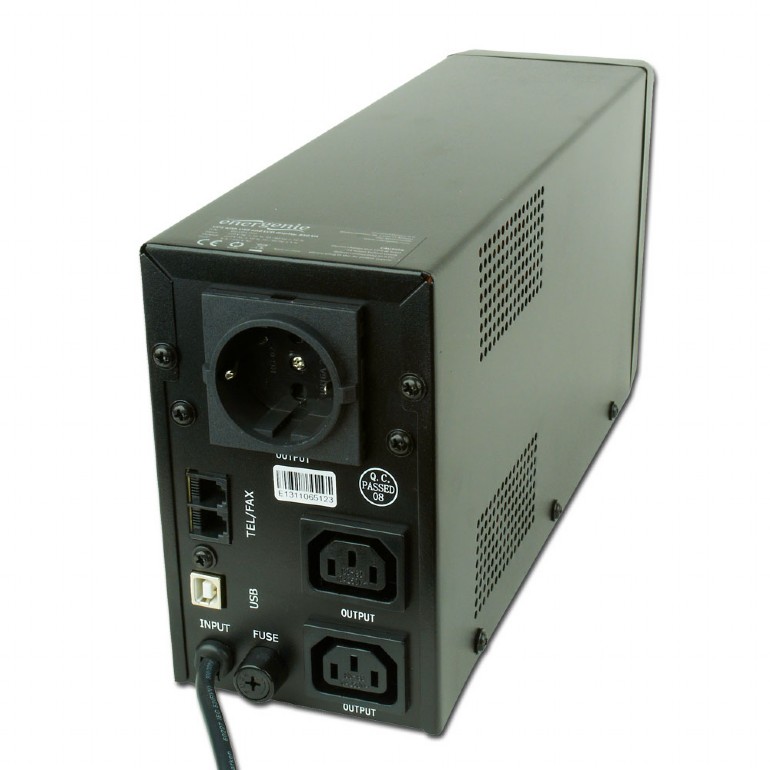 UPS GEMBIRD Line Int. cu sin. simulata, cu management, Tower, LCD,  850VA/510W, AVR, 1x Schuko + 2x IEC, baterie 1x 12V/8Ah, incarcare pana la 12h, USB, 2x RJ11, 