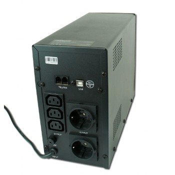 UPS GEMBIRD Line Int. cu sin. simulata, cu management, Tower, LCD, 1200VA/720W, AVR, 2x Schuko + 3x IEC, baterie 2x 12V/7Ah, incarcare pana la 12h, USB, 2x RJ11, 