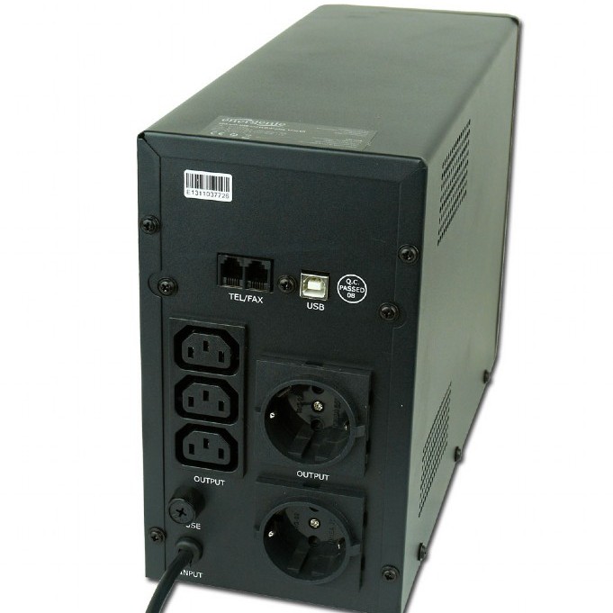 UPS GEMBIRD Line Int. cu sin. simulata, cu management, Tower, LCD, 1500VA/900W, AVR, 2x Schuko + 3x IEC, baterie 2x 12V/8Ah, incarcare pana la 12h, USB, 2x RJ11, 