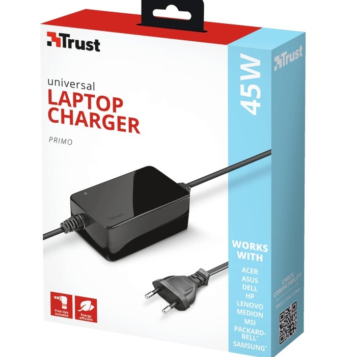 ALIMENTATOR Notebook universal TRUST la retea, 45 Watt, iesire 18 - 20 Volt, 
