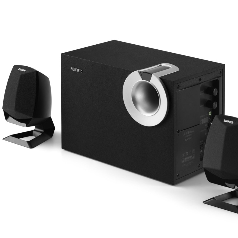 BOXE EDIFIER 2.1, RMS:   34W (2 x 8W, 1 x 18W), bluetooth, volum, bass; raport semnal-zgomot: #25dBA, frecventa raspuns - sateliti: 210Hz - 20kHz, black, 