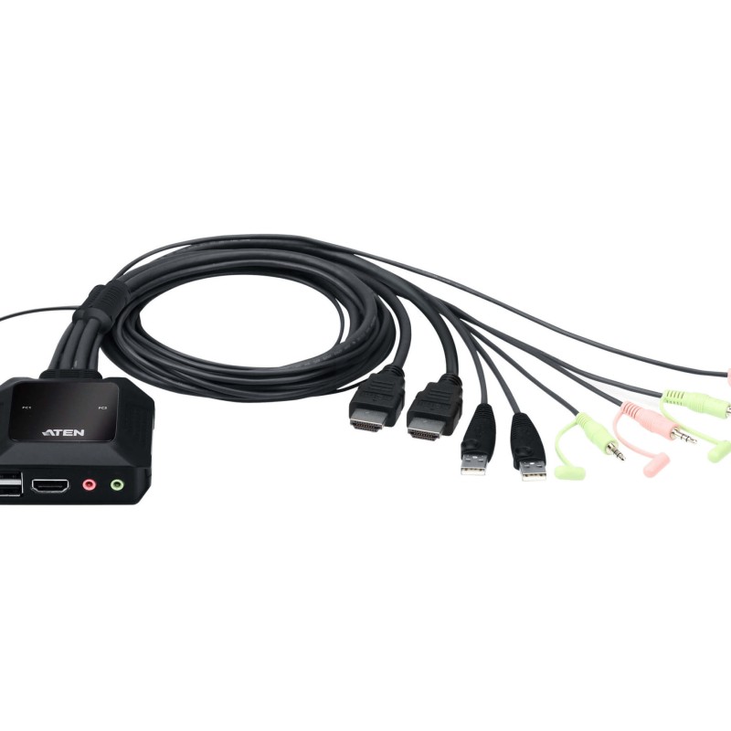 SWITCH KVM ATEN control 2 PC la 1 KVM, 4K resolution, button port selector, conector tip USB (T) x 2 | HDMI (T) x 2, 2 x 3.5mm Audio Jack Male 