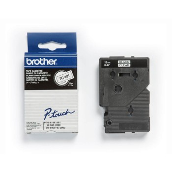 Banda laminata Original Brother Black on Clear, TC101, pentru E105|E110|H100|H101|H105|H110|H111|P300|128|200|1000|1010|1090|1100|1120|1130|1160|1170|1180|1190|1200|1230|1280|1290|6100|7100|ST1150, 12mm, incl.TV 0 RON, 