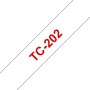 Banda laminata Original Brother Red on White, TC202, pentru E105|E110|H100|H101|H105|H110|H111|P300|128|200|1000|1010|1090|1100|1120|1130|1160|1170|1180|1190|1200|1230|1280|1290|6100|7100|ST1150, 12mm, incl.TV 0 RON, 