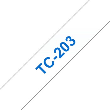 Banda laminata Original Brother Blue on White, TC203, pentru E105|E110|H100|H101|H105|H110|H111|P300|128|200|1000|1010|1090|1100|1120|1130|1160|1170|1180|1190|1200|1230|1280|1290|6100|7100|ST1150, 12mm, incl.TV 0 RON, 