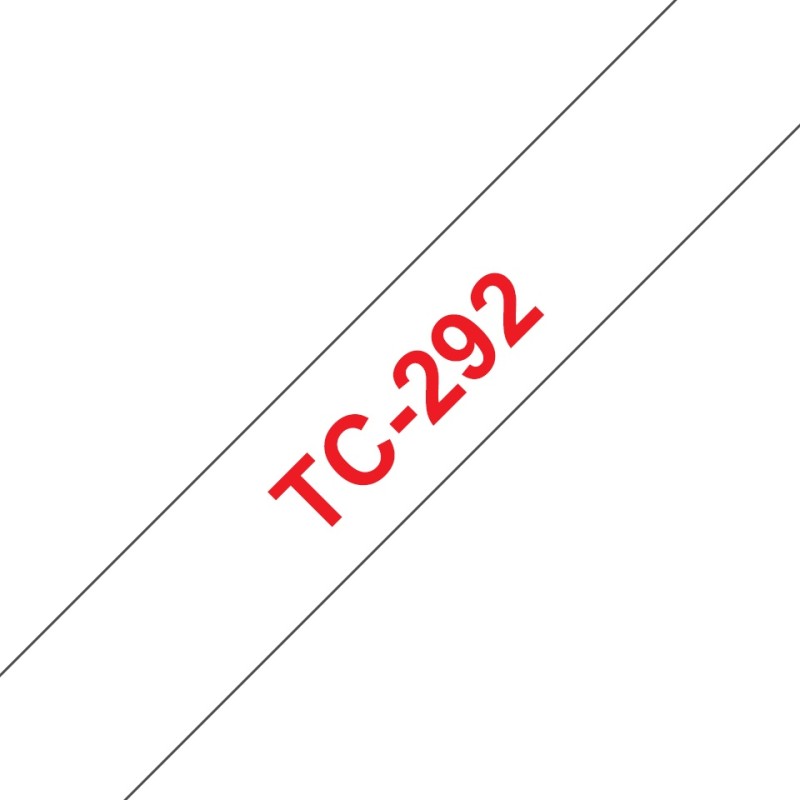 Banda laminata Original Brother Red on White, TC292, pentru E105|E110|H100|H101|H105|H110|H111|P300|128|200|1000|1010|1090|1100|1120|1130|1160|1170|1180|1190|1200|1230|1280|1290|6100|7100|ST1150, 9mm, incl.TV 0 RON, 