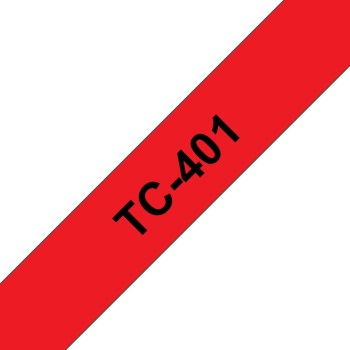 Banda laminata Original Brother Black on Red, TC401, pentru E105|E110|H100|H101|H105|H110|H111|P300|128|200|1000|1010|1090|1100|1120|1130|1160|1170|1180|1190|1200|1230|1280|1290|6100|7100|ST1150, 12mm, incl.TV 0 RON, 