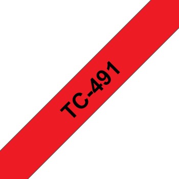 Banda laminata Original Brother Black on Red, TC491, pentru E105|E110|H100|H101|H105|H110|H111|P300|128|200|1000|1010|1090|1100|1120|1130|1160|1170|1180|1190|1200|1230|1280|1290|6100|7100|ST1150, 9mm, incl.TV 0 RON, 