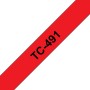 Banda laminata Original Brother Black on Red, TC491, pentru E105|E110|H100|H101|H105|H110|H111|P300|128|200|1000|1010|1090|1100|1120|1130|1160|1170|1180|1190|1200|1230|1280|1290|6100|7100|ST1150, 9mm, incl.TV 0 RON, 