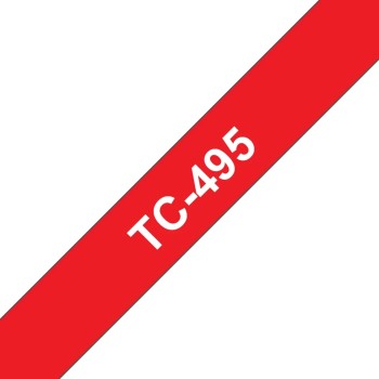 Banda laminata Original Brother White on Red, TC495, pentru E105|E110|H100|H101|H105|H110|H111|P300|128|200|1000|1010|1090|1100|1120|1130|1160|1170|1180|1190|1200|1230|1280|1290|6100|7100|ST1150, 9mm, incl.TV 0 RON, 