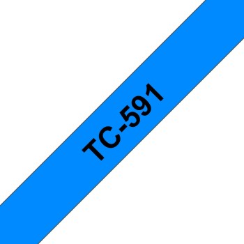 Banda laminata Original Brother Black on Blue, TC591, pentru E105|E110|H100|H101|H105|H110|H111|P300|128|200|1000|1010|1090|1100|1120|1130|1160|1170|1180|1190|1200|1230|1280|1290|6100|7100|ST1150, 9mm, incl.TV 0 RON, 