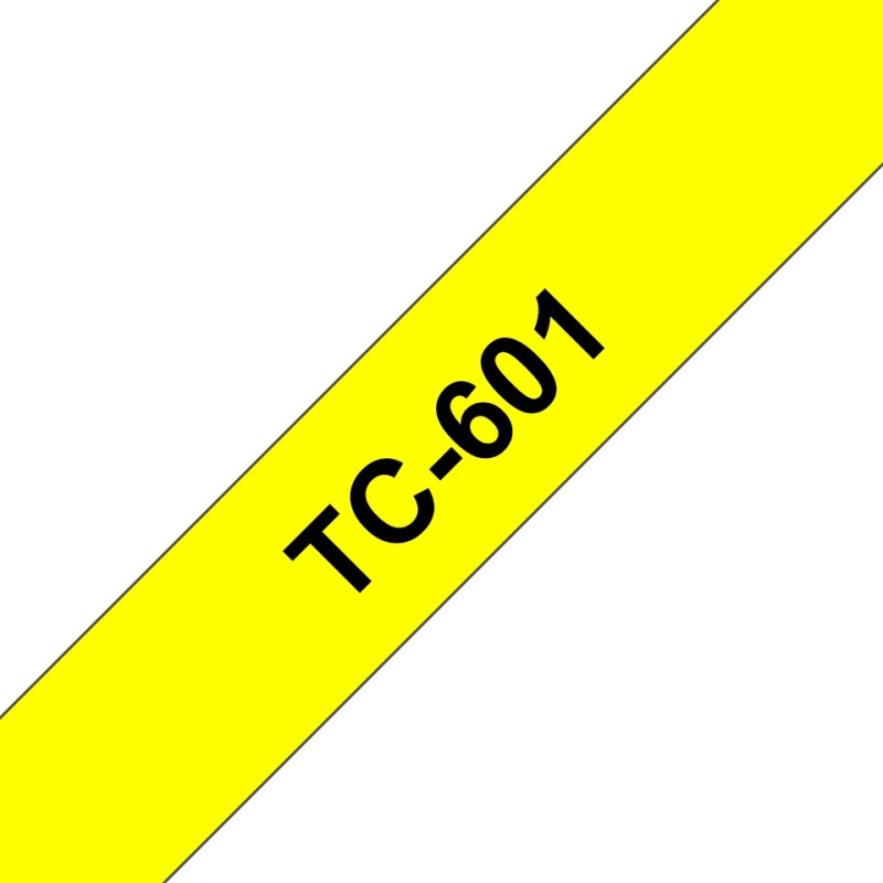 Banda laminata Original Brother Black on Yellow, TC601, pentru E105|E110|H100|H101|H105|H110|H111|P300|128|200|1000|1010|1090|1100|1120|1130|1160|1170|1180|1190|1200|1230|1280|1290|6100|7100|ST1150, 12mm, incl.TV 0 RON, 