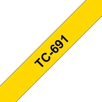 Banda Laminata Original Brother Black on Yellow, TC691, pentru E105|E110|H100|H101|H105|H110|H111|P300|128|200|1000|1010|1090|1100|1120|1130|1160|1170|1180|1190|1200|1230|1280|1290|6100|7100|ST1150, 9mm, incl.TV 0 RON, 