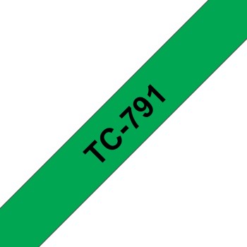 Banda laminata Original Brother Black on Green, TC791, pentru E105|E110|H100|H101|H105|H110|H111|P300|128|200|1000|1010|1090|1100|1120|1130|1160|1170|1180|1190|1200|1230|1280|1290|6100|7100|ST1150, 9mm, incl.TV 0 RON, 